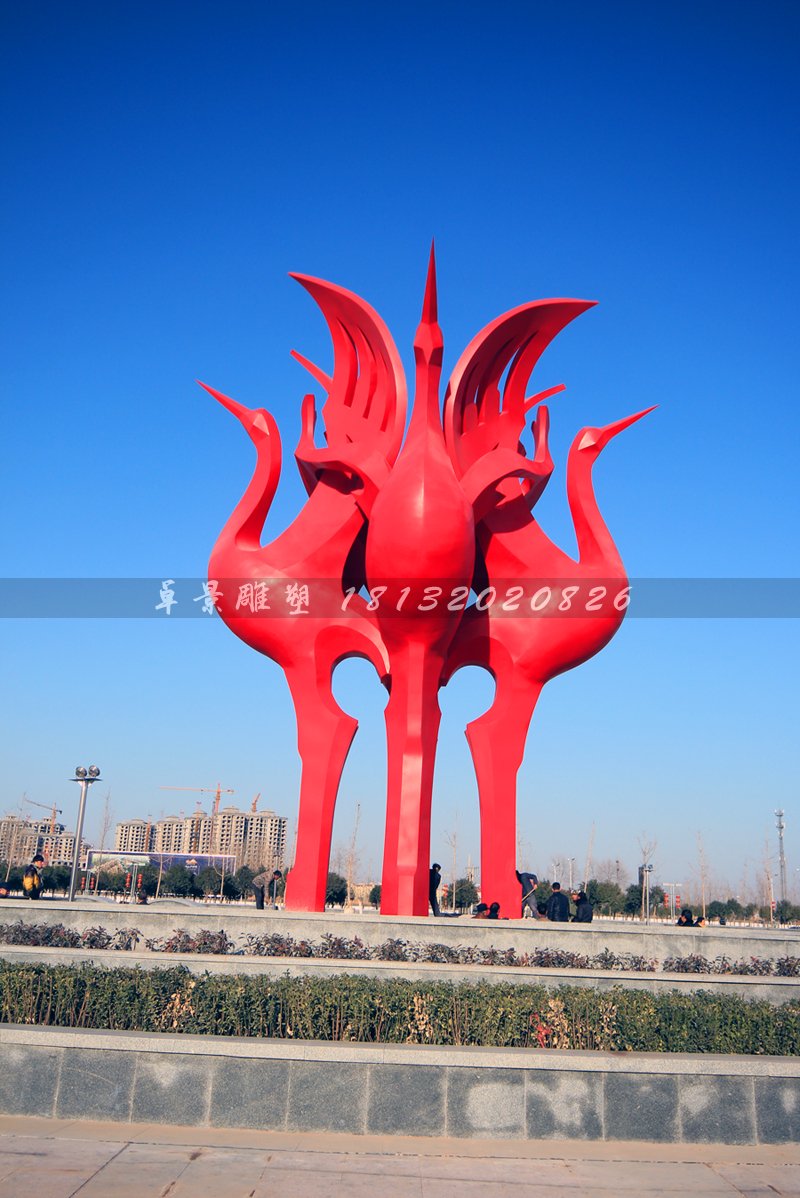 不銹鋼仙鶴雕塑，抽象仙鶴雕塑