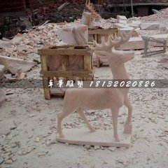 石頭小鹿雕塑，梅花鹿雕塑