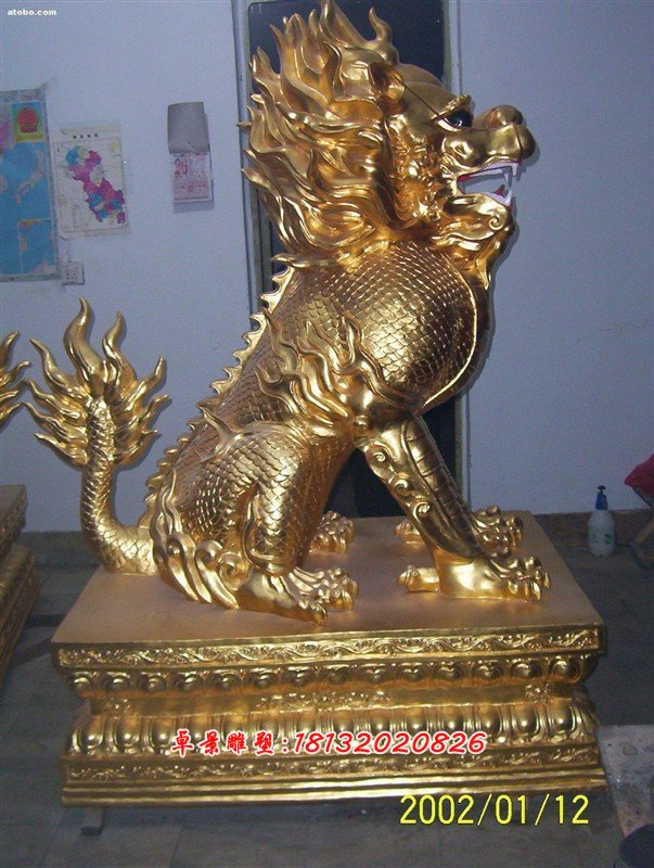 麒麟銅雕，鑄銅麒麟雕塑