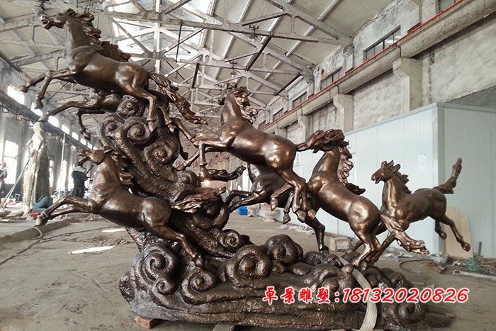 八馬銅雕，八馬奔跑銅雕 (2)