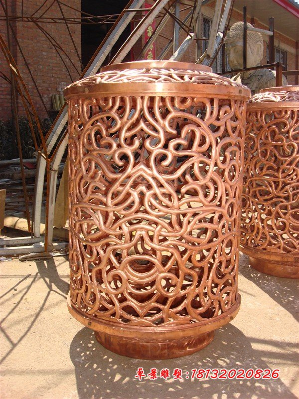 鍛銅燈罩，看、鏤空銅雕燈罩 (3)