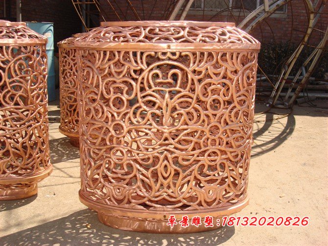 鍛銅燈罩，看、鏤空銅雕燈罩 (2)