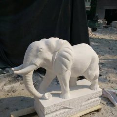 大象石雕，漢白玉大象雕塑