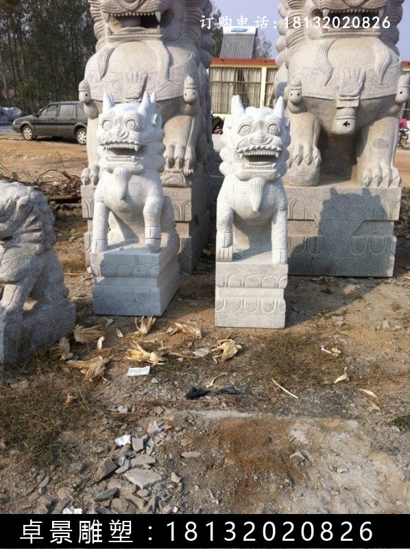 麒麟石雕，漢白玉麒麟雕塑 (2)