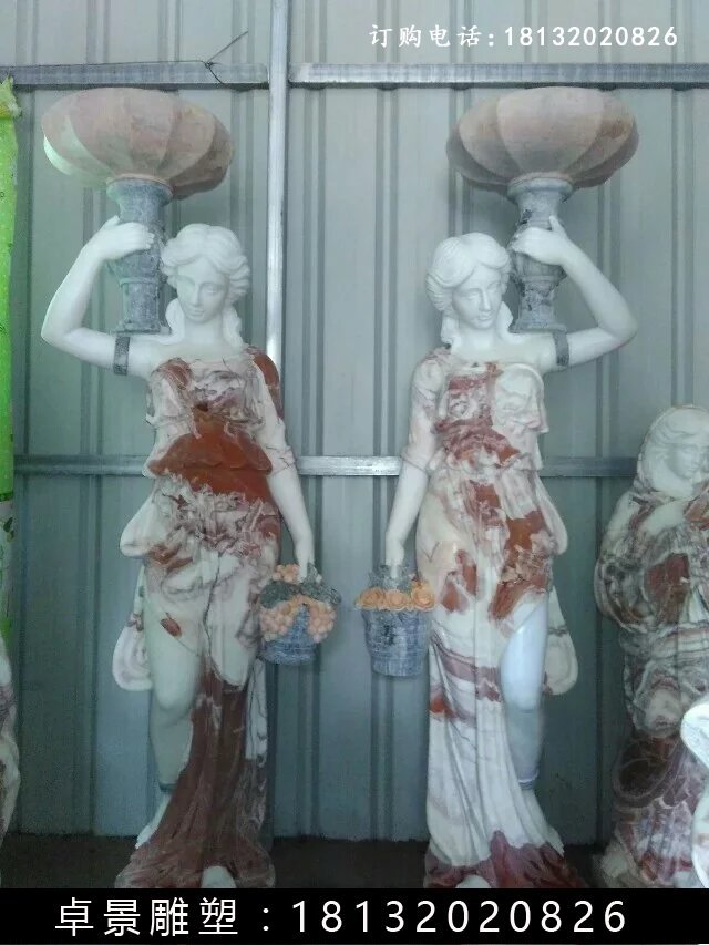 西方美女石燈，美女雕塑 (3)