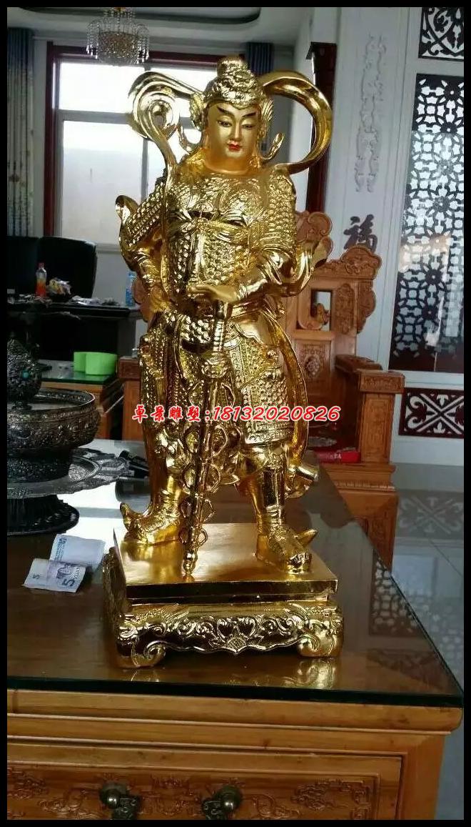 韋佗佛護法銅雕，鎏金銅韋佗護法雕塑