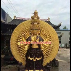 千手觀音銅雕，彩繪千手觀音銅雕