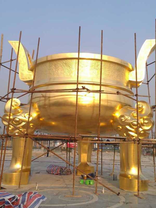 銅圓鼎，三足圓鼎，貼金圓鼎