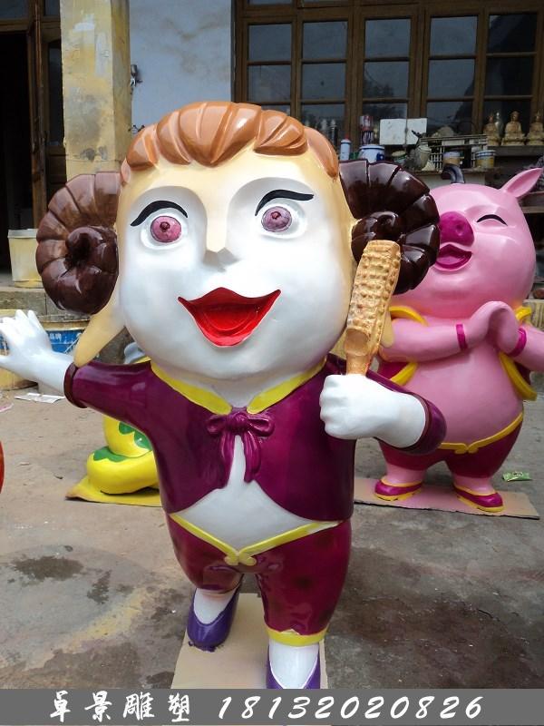 玻璃鋼十二生肖雕塑，玻璃鋼卡通十二生肖雕塑 (1)