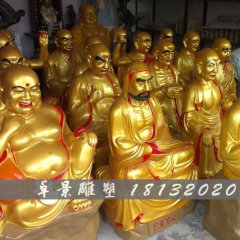 十八羅漢銅雕，十八羅漢彩繪銅雕