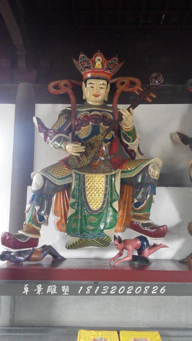 玻璃鋼四大天王雕塑，彩繪四大天王玻璃鋼雕塑 (1)