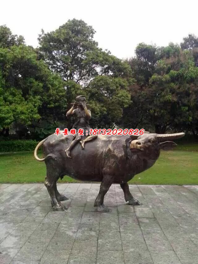 牧童騎牛銅雕，公園小品銅雕
