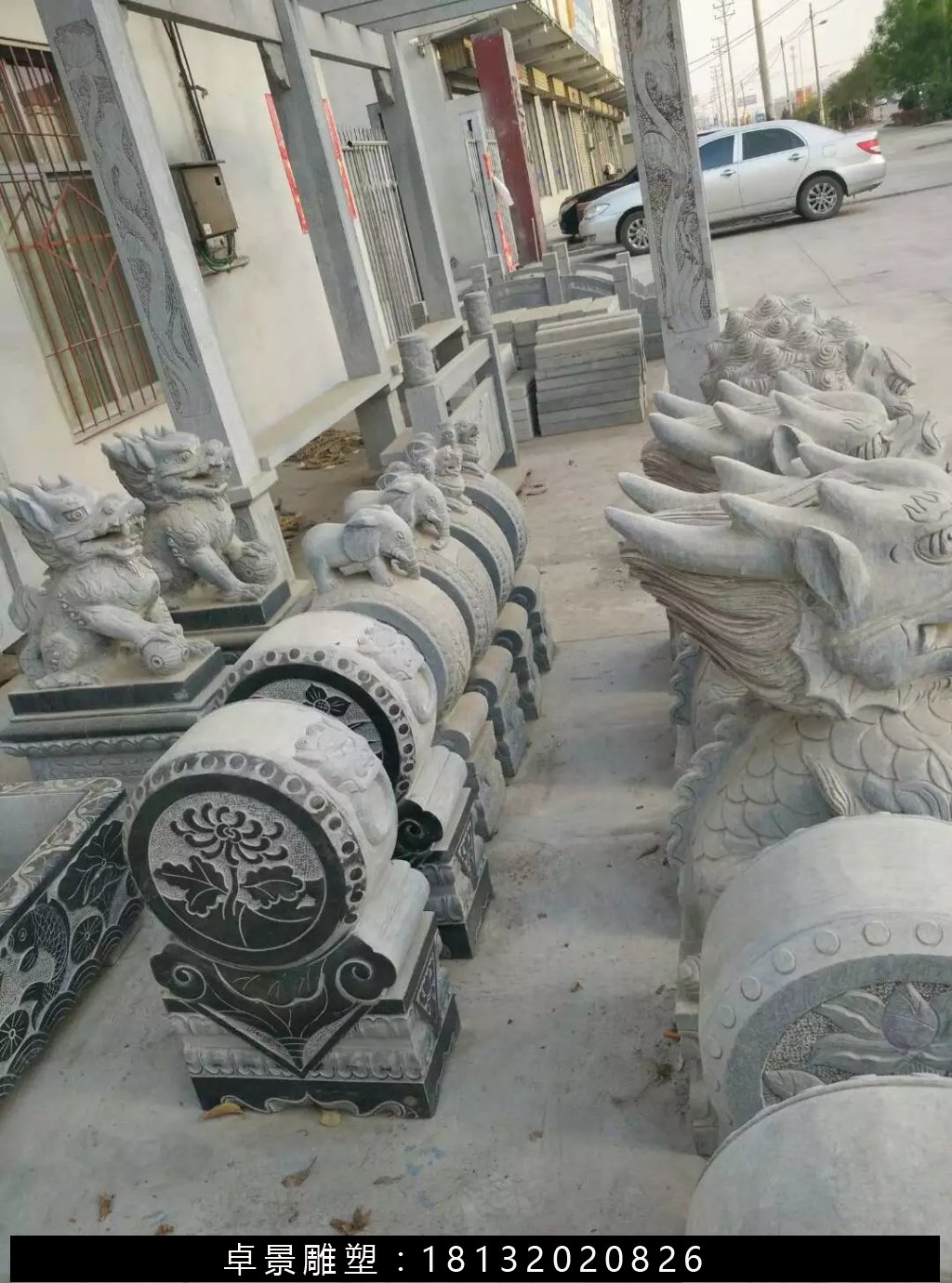 石抱鼓，石門墩，仿古石門墩 (2)