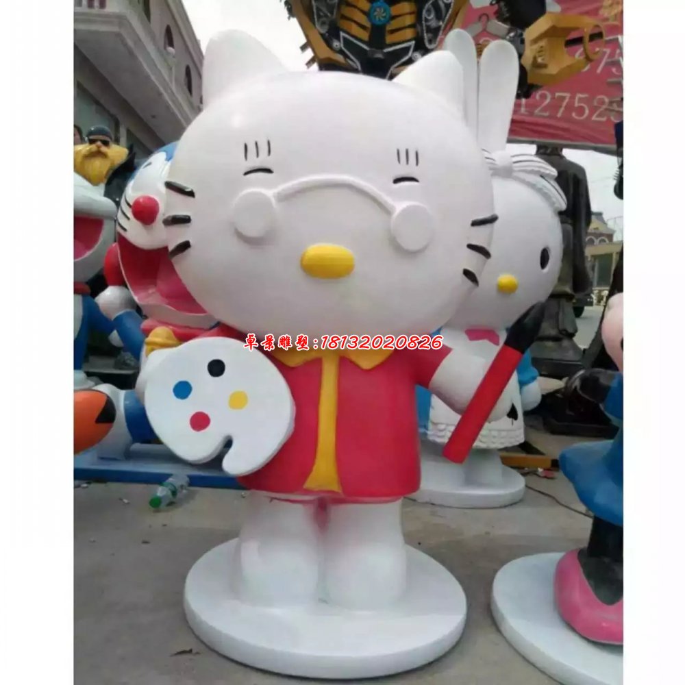小貓玻璃鋼雕塑，卡通小貓雕塑 (2)