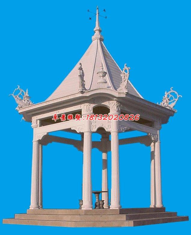 尖頂涼亭，石雕涼亭雕塑
