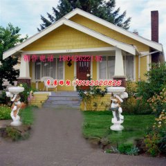 漢白玉花盆雕塑，西方人物石雕花盆