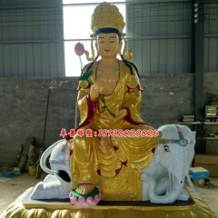 普賢菩薩銅雕，彩繪普賢菩薩銅雕