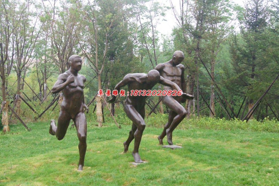 跑步銅雕，公園運動銅雕
