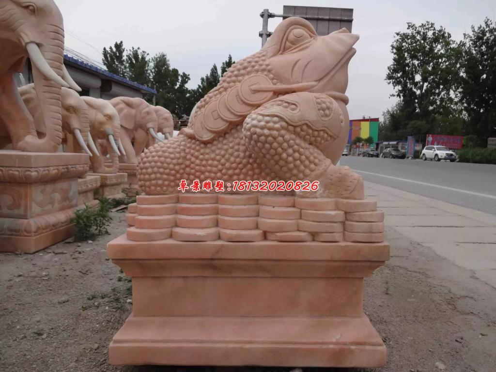 金蟾石雕，晚霞紅金蟾雕塑 (2)