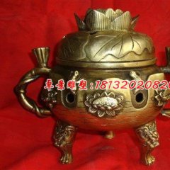 銅雕香爐，三足香爐，鎏金銅香爐