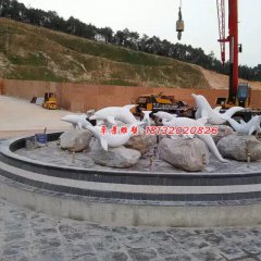 海豚石雕，海豚噴泉石雕