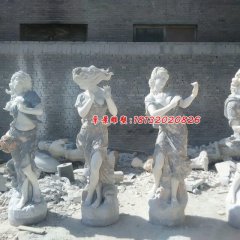 吹拉彈唱石雕，漢白玉西方人物石雕