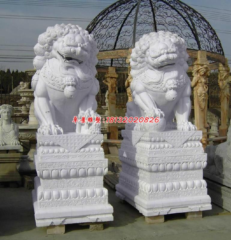 漢白玉獅子，動物石雕