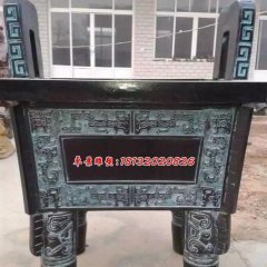 青銅鼎，鑄銅方鼎雕塑