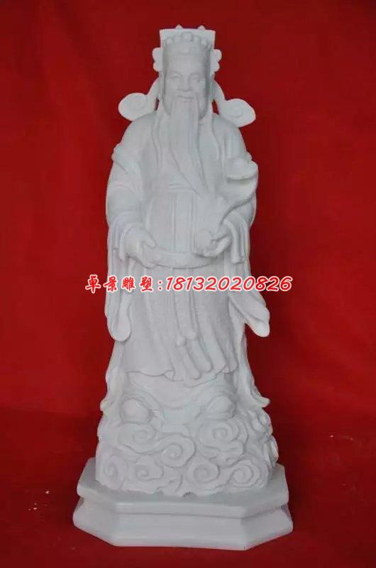 文財(cái)神石雕，漢白玉立式財(cái)神雕塑