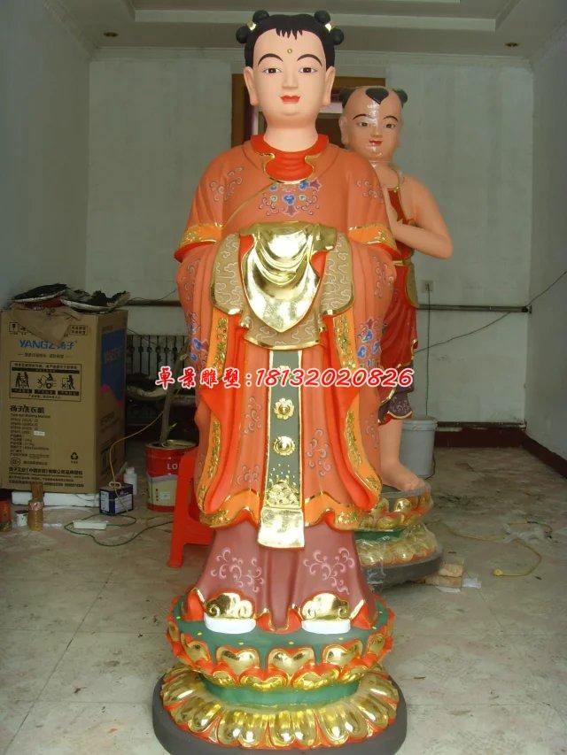 玻璃鋼彩繪龍女雕塑，玻璃鋼彩繪雕塑