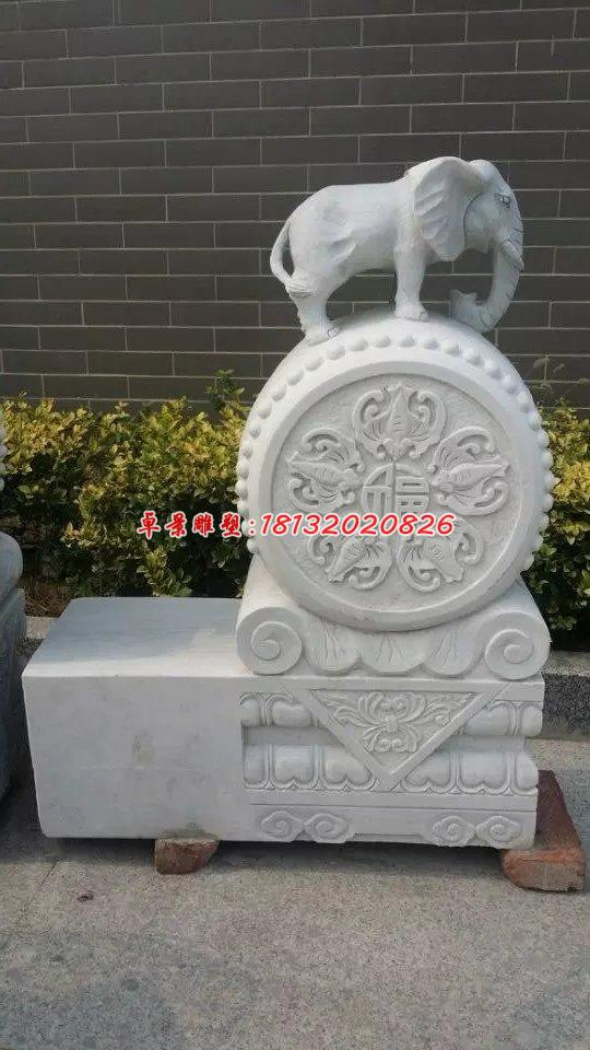 門墩石雕，大象石門墩