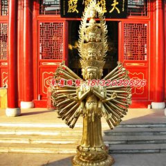千手觀音銅雕，寺廟佛像雕塑