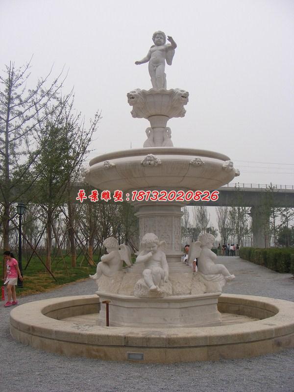 西方小孩石噴泉，歐式噴泉石雕