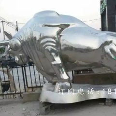 不銹鋼拓荒牛，開荒牛雕塑
