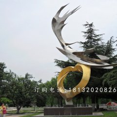 鳳凰展翅不銹鋼雕塑，公園景觀雕塑