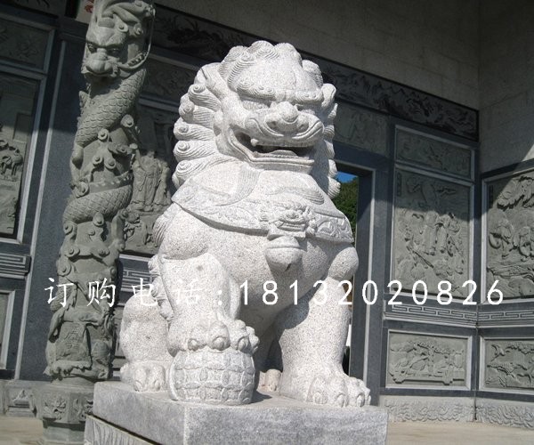 漢白玉石獅子雕塑，石獅子雕塑