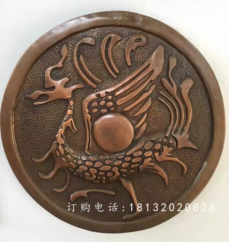 黃銅浮雕，古代神獸銅浮雕