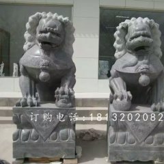 青石獅子雕塑，石雕北京獅