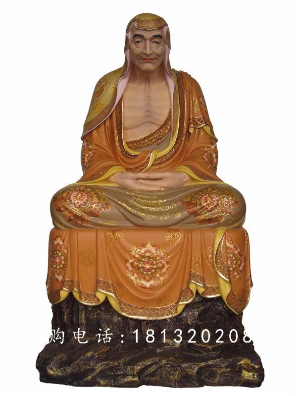 坐式佛像雕塑，玻璃鋼十八羅漢 (8)