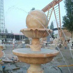 風水球噴泉雕塑，晚霞紅風水球石雕