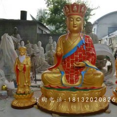 地藏王菩薩銅雕，彩繪佛像銅雕