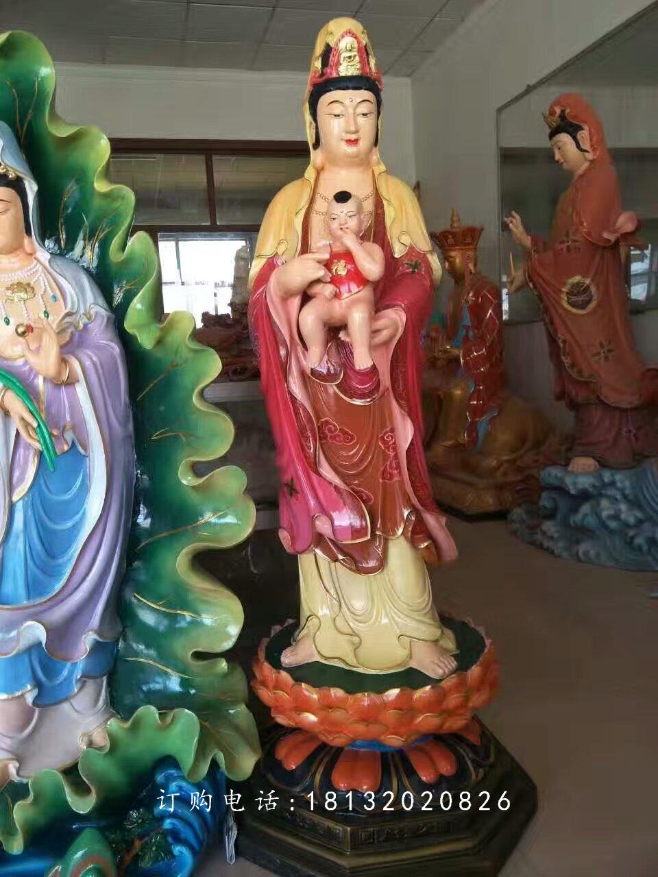 送子觀音雕塑，玻璃鋼觀音菩薩