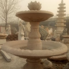 噴泉石雕，晚霞紅蓮花噴泉石雕