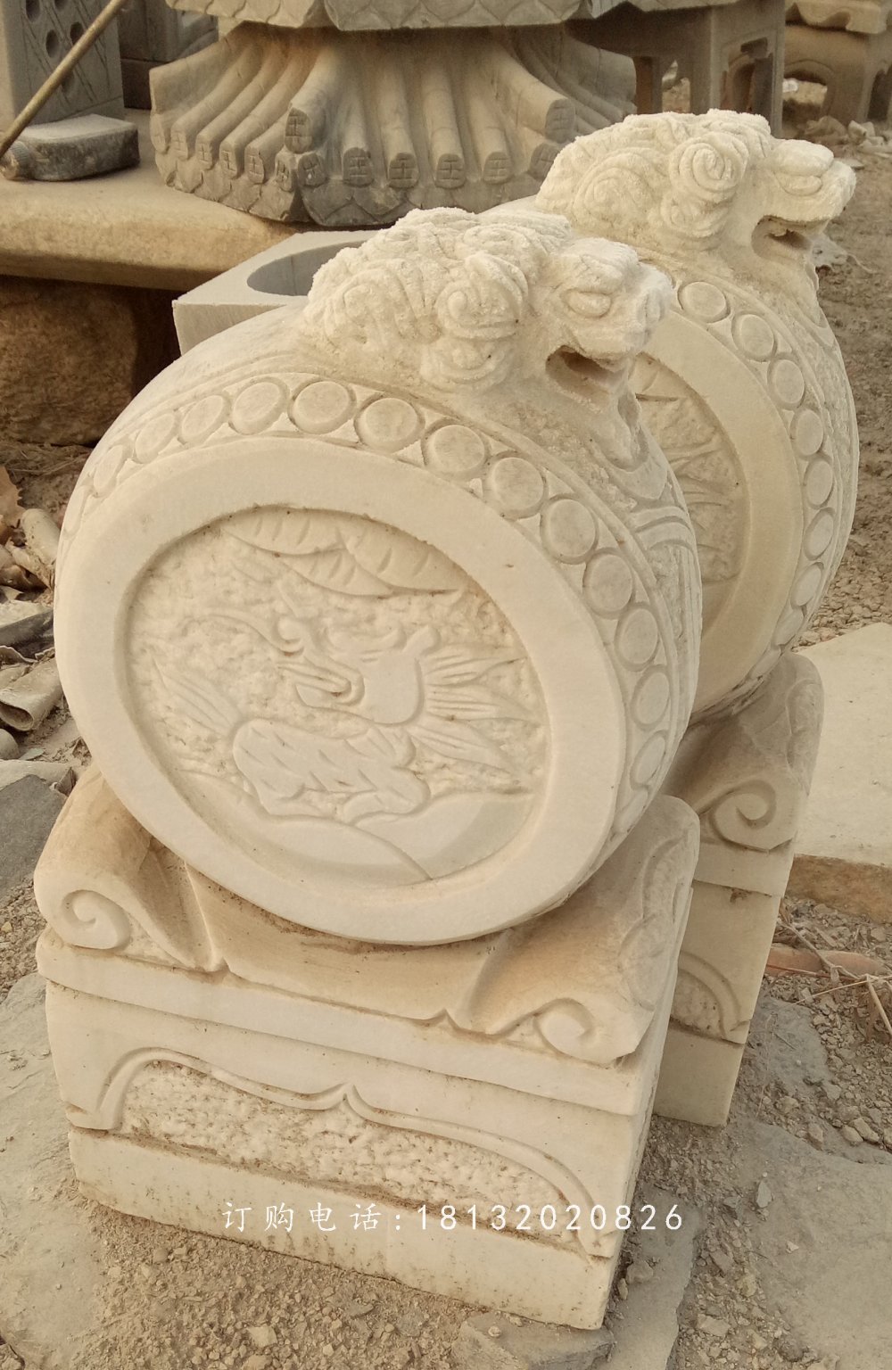 龍頭石雕門墩，抱鼓石 (2)