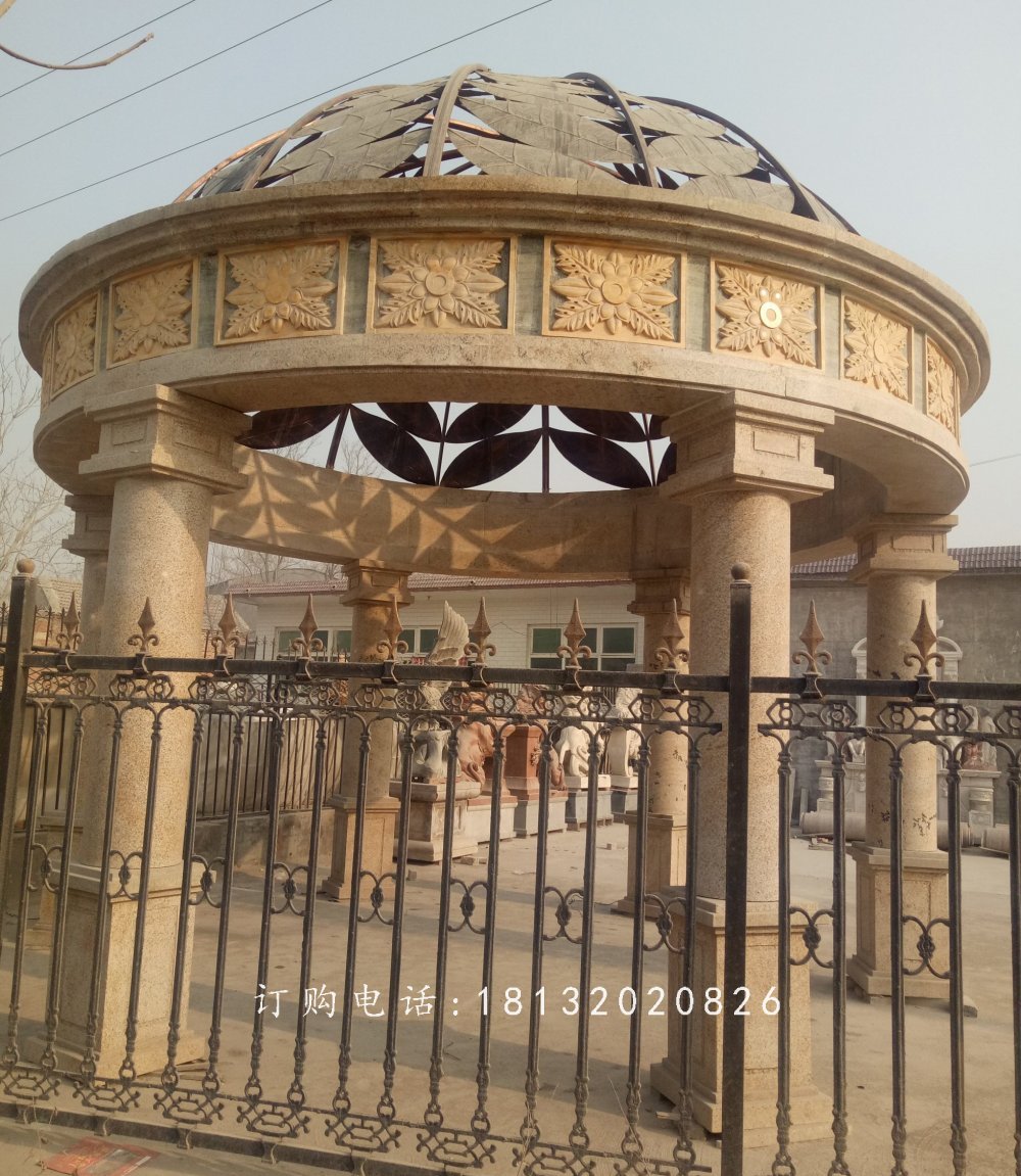歐式涼亭石雕，廣場涼亭石雕
