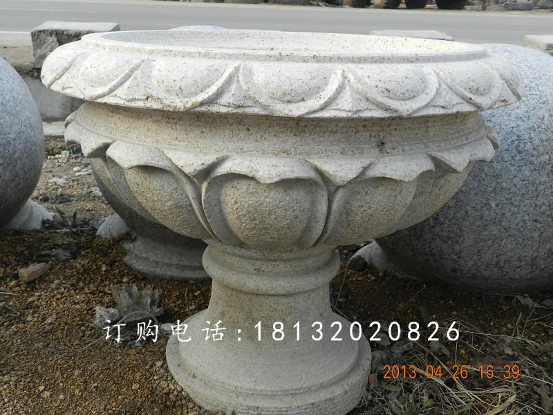 大理石花盆雕塑，公園景觀花盆石雕 (6)
