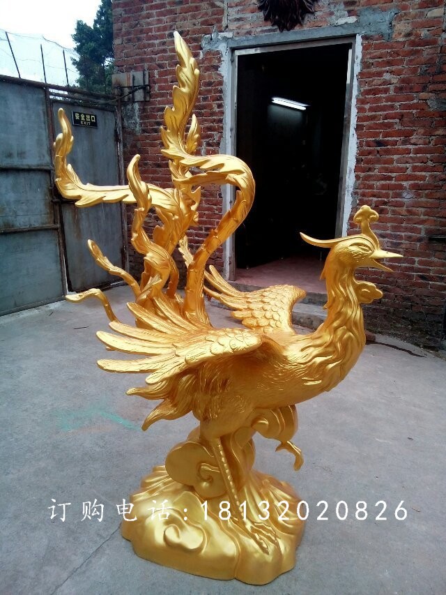 玻璃鋼鳳凰，玻璃鋼仿銅動(dòng)物