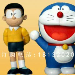 玻璃鋼大雄與多啦a夢雕塑，卡通人物雕塑