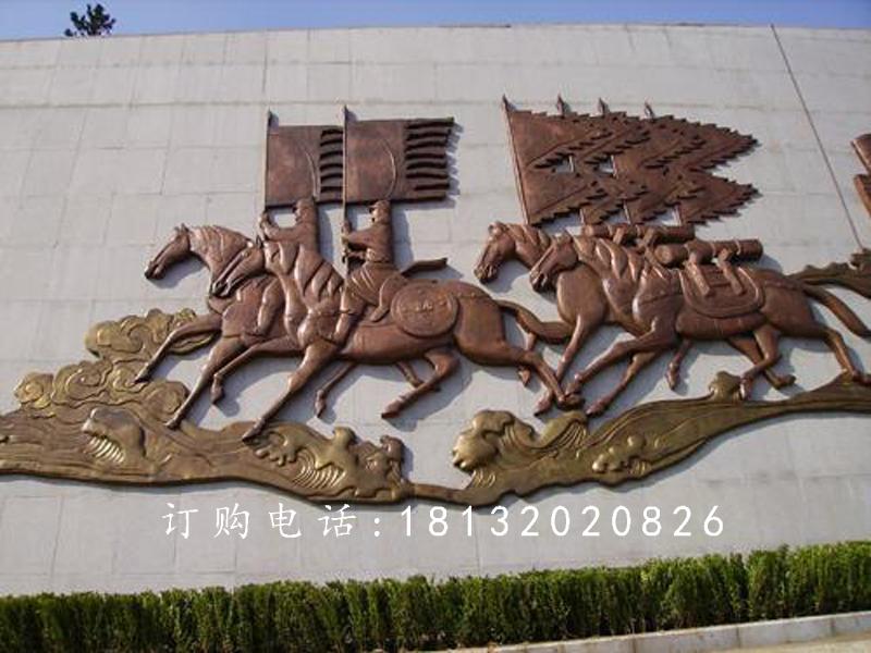 鍛銅浮雕，古代人物騎馬銅浮雕