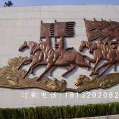 鍛銅浮雕，古代人物騎馬銅浮雕